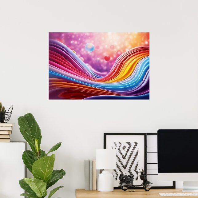  Beautiful and Colourful Wavy Lines Wall Art Desig (Home Office)