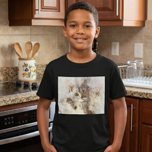 Beautiful and cute playful kitten watercolor T-Shirt