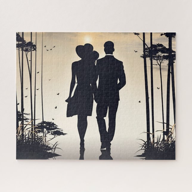 Beautiful and Elegant Couple Romantically Stroll Jigsaw Puzzle (Horizontal)