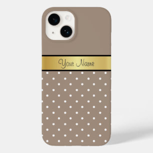 Beautiful and Elegant Straw Brown White Polka Dots Case-Mate iPhone 14 Case