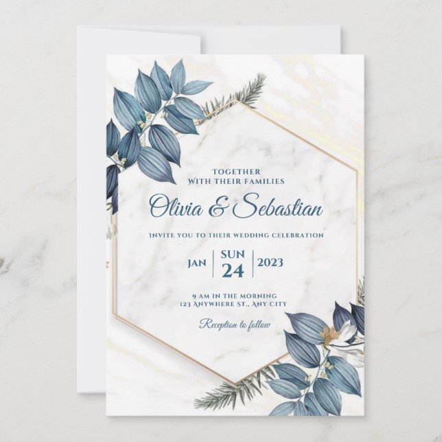 beautiful and elegant wedding invitation card  (Front)