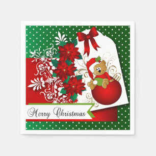 Beautiful and Fun Merry Christmas Bear Napkin