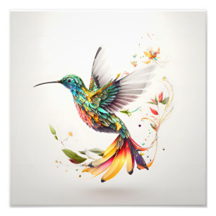 Beautiful and sharp illustration of a humminbird. photo print