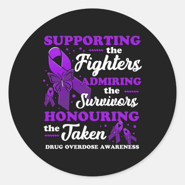 Beautiful and Supportive Drug Overdose Awareness 1 Classic Round Sticker (Front)