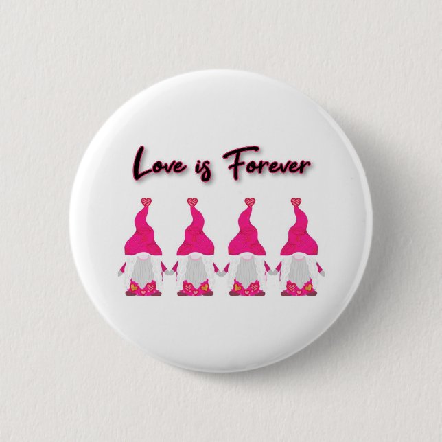 Beautiful and unique valentines gnomes 2 inch round button (Front)