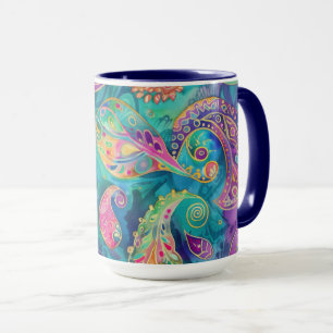 Beautiful and Vibrant Whimsical Paisley Mug