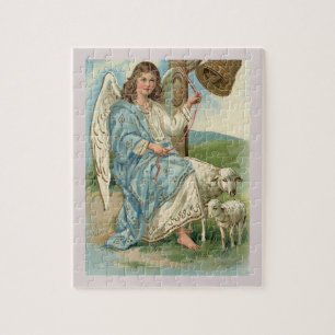 Beautiful Angel And Golden Bell Jigsaw Puzzle