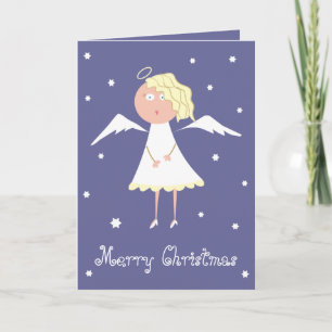 Beautiful Angel and Stars Cute Xmas Greeting Cards