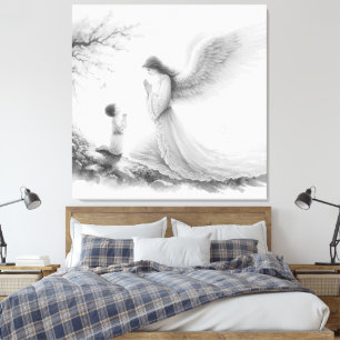 Beautiful Angel Beneath the stars Canvas Print