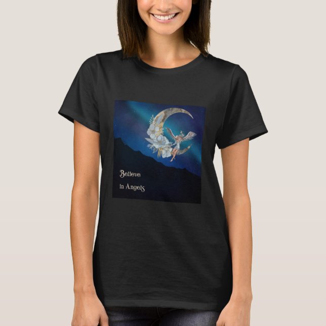 Beautiful Angel & Moon Design T-Shirt (Front)