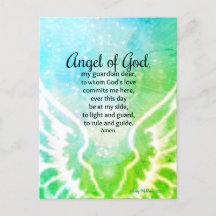 Beautiful Angel of God Prayer Bright Green Blue