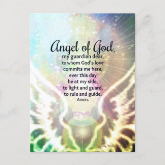 Beautiful Angel of God Prayer Wings Green Blue Postcard