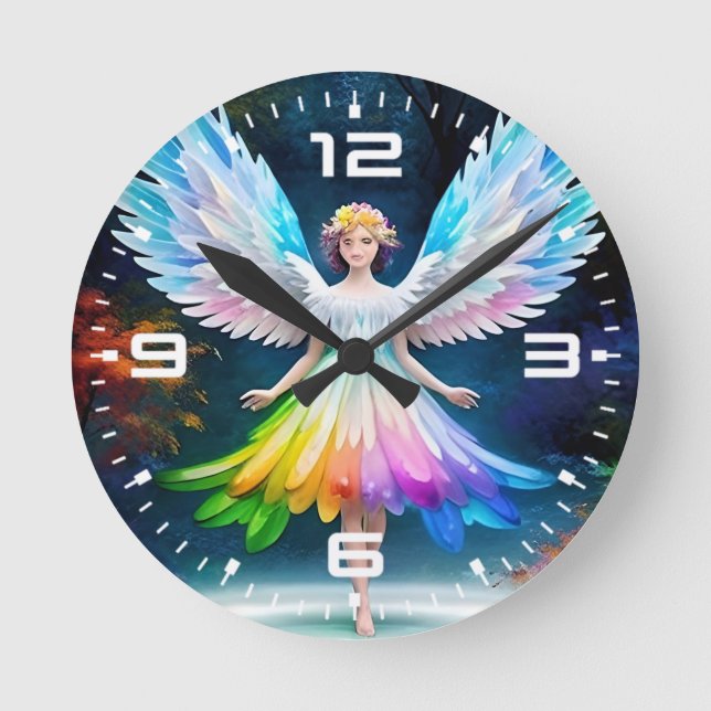 Beautiful Angel Wings Art-35444 Round Clock (Front)
