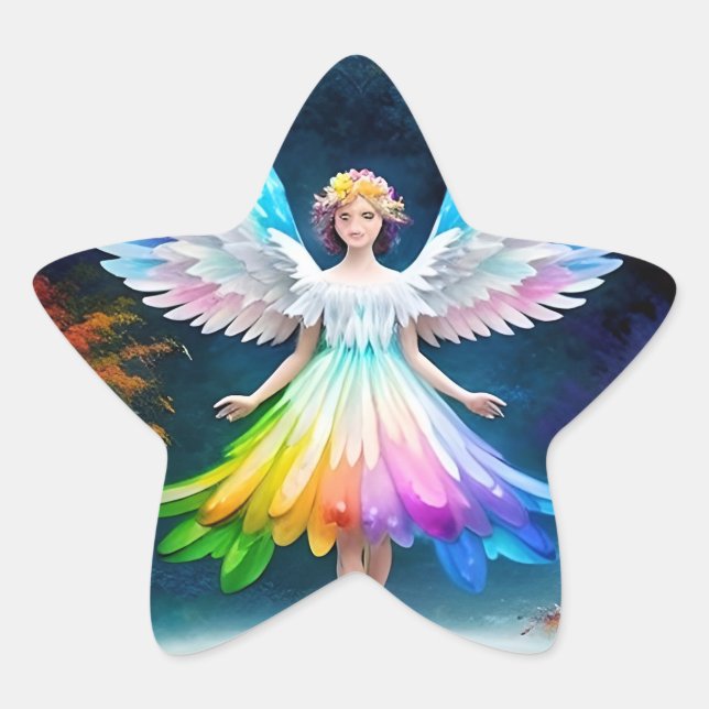 Beautiful Angel Wings Art-35444 Star Sticker (Front)