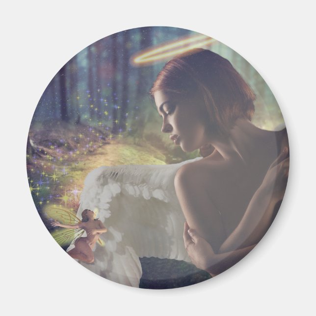 Beautiful Angel with Fairy Fantasy Art Magnet (Front)