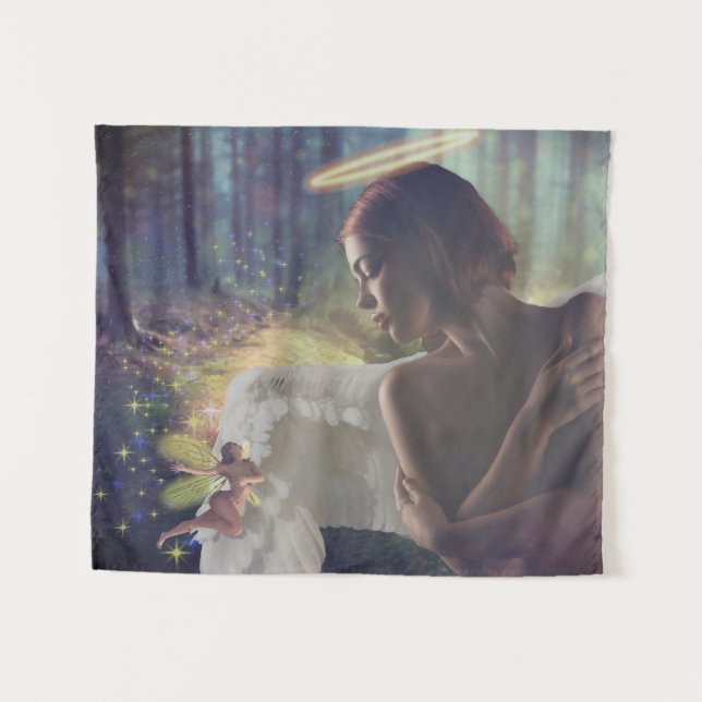 Beautiful Angel with Fairy Fantasy Art Tapestry (Front (Horizontal))