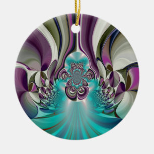 Beautiful Angelic Purple and Cyan Abstract Print Ceramic Ornament