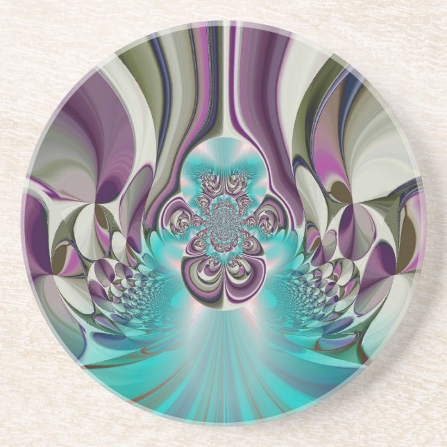 Beautiful Angelic Purple and Cyan Abstract Print Coaster