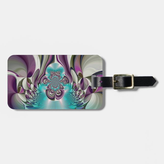 Beautiful Angelic Purple and Cyan Abstract Print Luggage Tag (Front Horizontal)