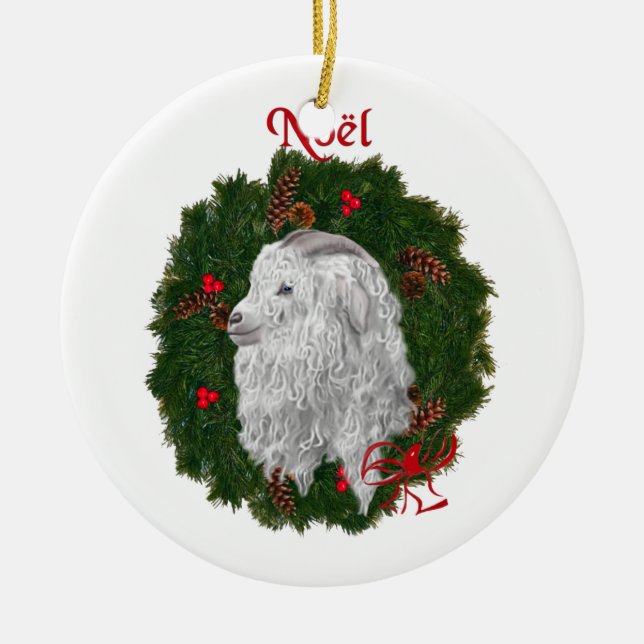 Beautiful Angora Noel Ornament (Front)