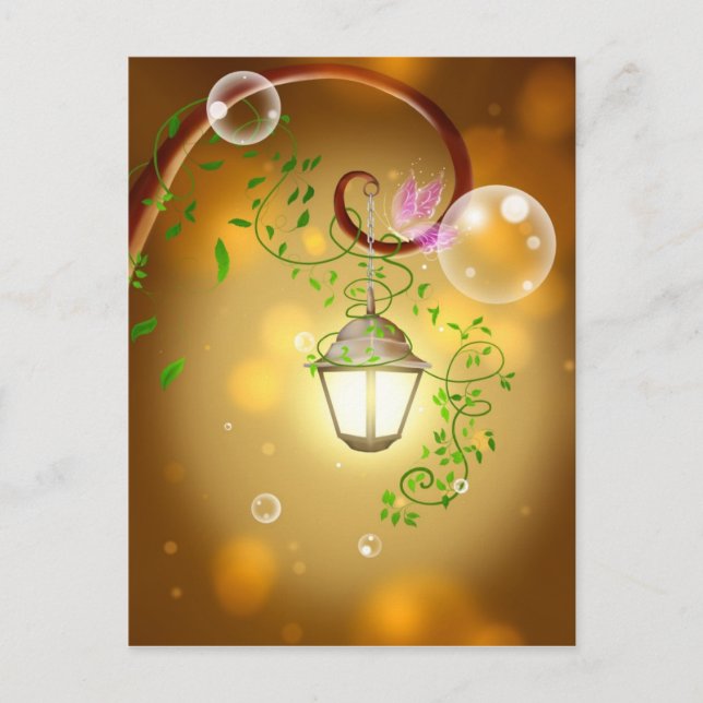 Beautiful animated fairy lantern postcard (Front)