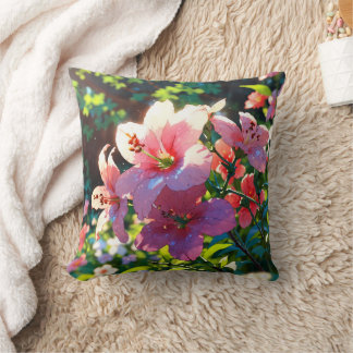 Beautiful anime flowers illustration throw pillow