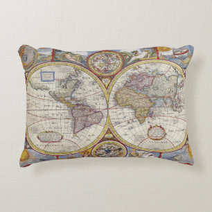 Beautiful Antique and Vintage old world Map Accent Pillow