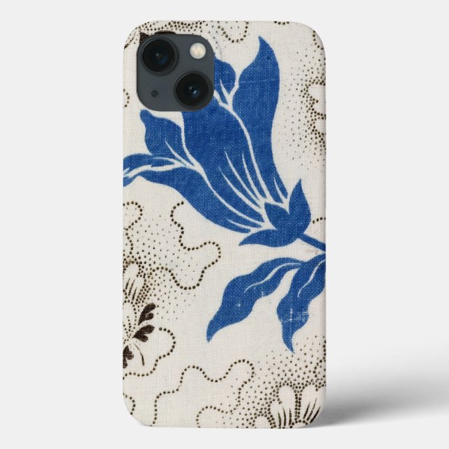 Beautiful Antique Blue Floral Stippled Case-Mate iPhone Case (Back)