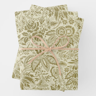 Beautiful Antique Floral Wrapping Paper Sheet