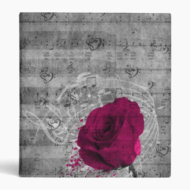 Beautiful antique hot pink rose paint splatter binder (Front)