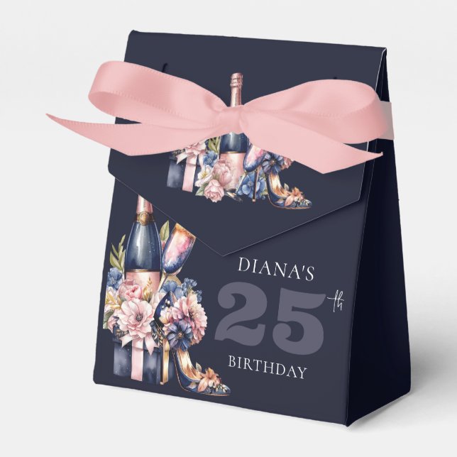 Beautiful Any Year Birthday Personalized Favor Box (Front Side)