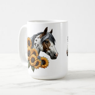 Beautiful Appaloosa Horse with Sunflowers Coffee Mug
