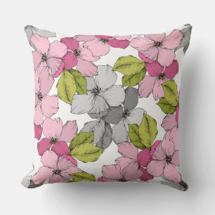 Beautiful Appe blossom mixed colours pink and gree Throw Pillow