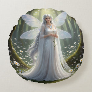 Beautiful April Diamond Fairy Round Pillow