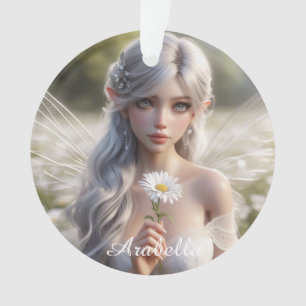 Beautiful April Fairy in Daisies Ornament