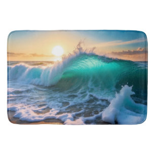 Beautiful Aqua Blue Frozen Ocean Waves Seascape  Bath Mat
