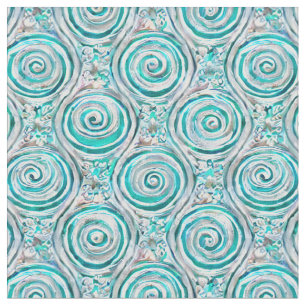 Beautiful Aqua Symmetrical Swirls & Whorls Fabric
