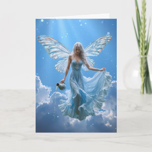 Beautiful Aquarius Fairy in the Clouds Card