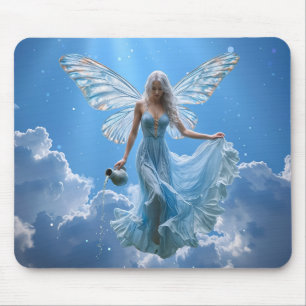 Beautiful Aquarius Fairy in the Clouds Mouse Pad