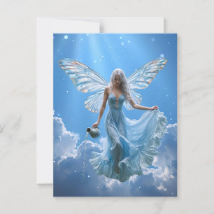 Beautiful Aquarius Fairy in the Clouds Postcard
