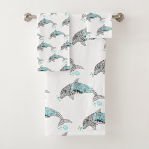 Beautiful Aquatic Dolphin  Bath Towel Set