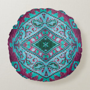 Beautiful, arab, arabic, arabian, arabesque fabric round pillow