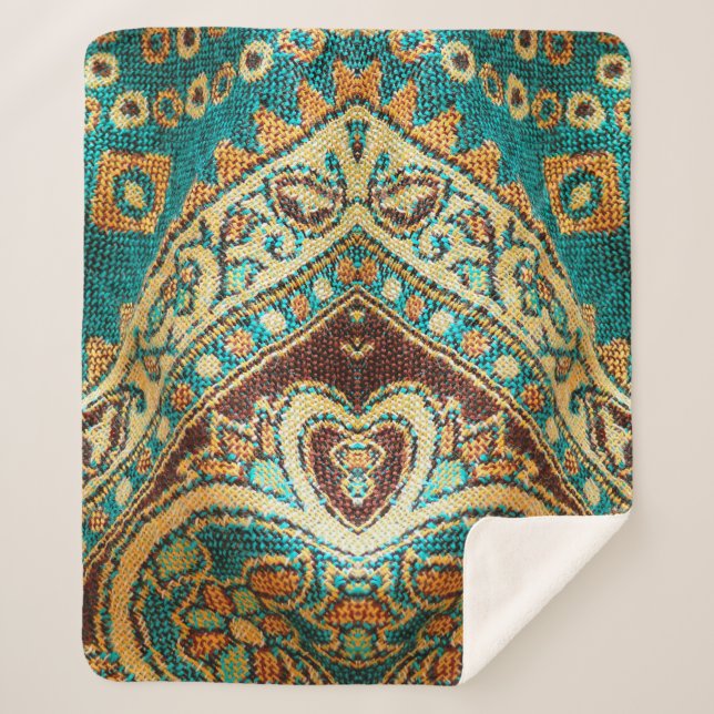 Beautiful, arab, arabic, arabian, arabesque fabric sherpa blanket (Front)