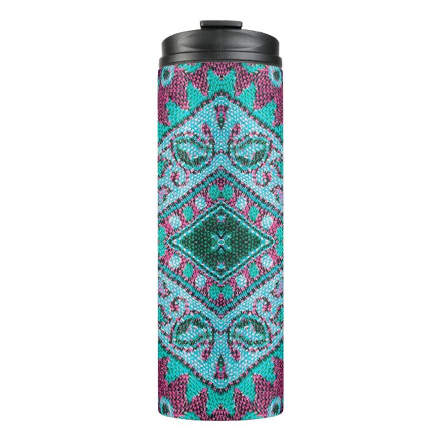 Beautiful, arab, arabic, arabian, arabesque fabric thermal tumbler (Front)