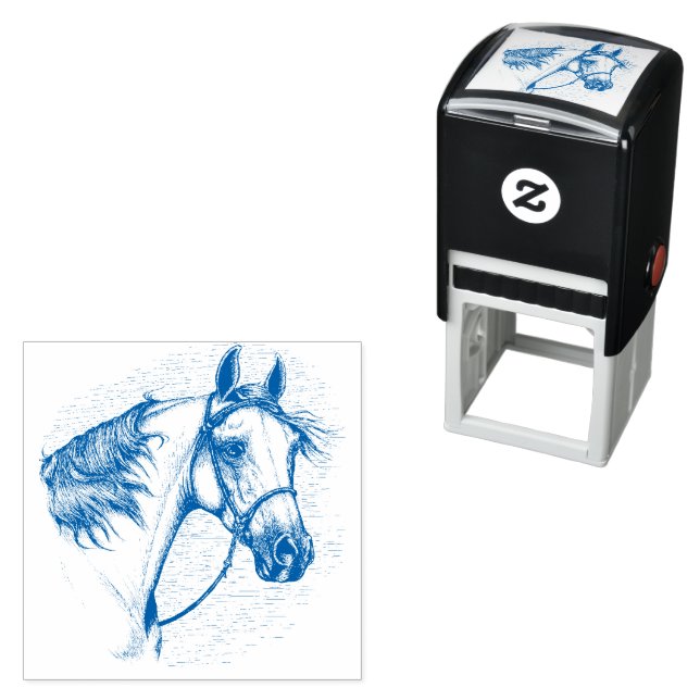 BEAUTIFUL ARABIAN HORSE, EQUINE HEAD PORTRAIT SELF-INKING STAMP (In Situ)