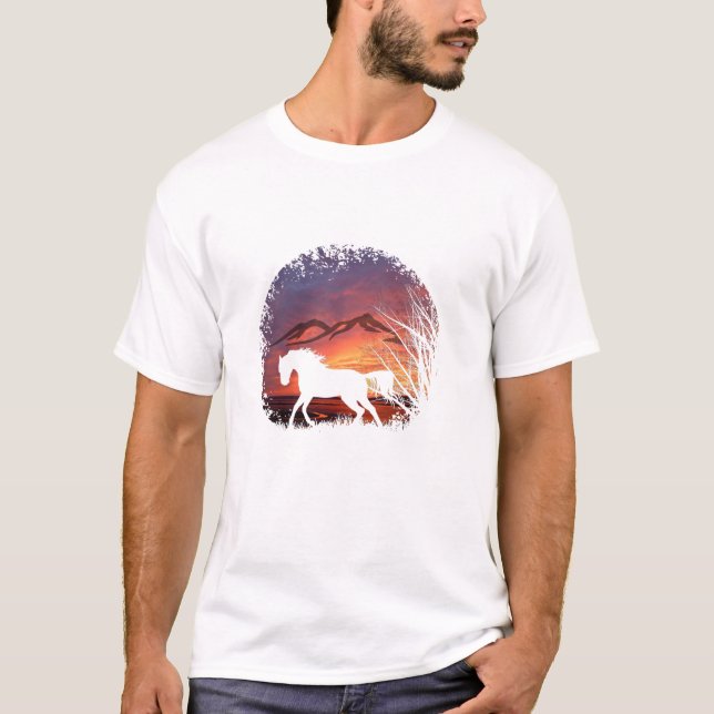  Beautiful Arabian Horse Lover Equestrian Sunset S T-Shirt (Front)