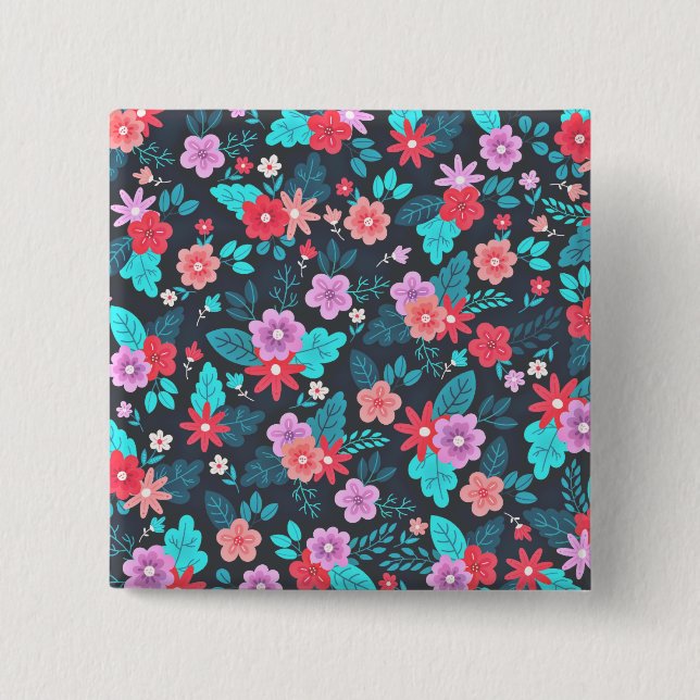 Beautiful Arrangement Ditsy Floral Pattern-56576 2 Inch Square Button (Front)