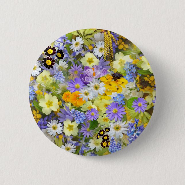 Beautiful Array of Colourful Flowers 2 Inch Round Button (Front)