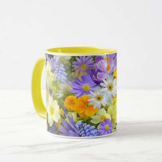 Beautiful Array of Colourful Flowers Mug (Front Left)