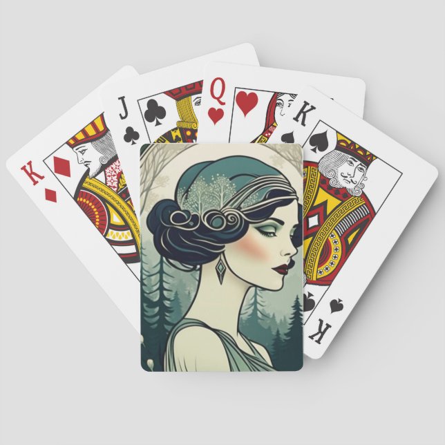 Beautiful Art Deco Flapper Playing Cards (Back)